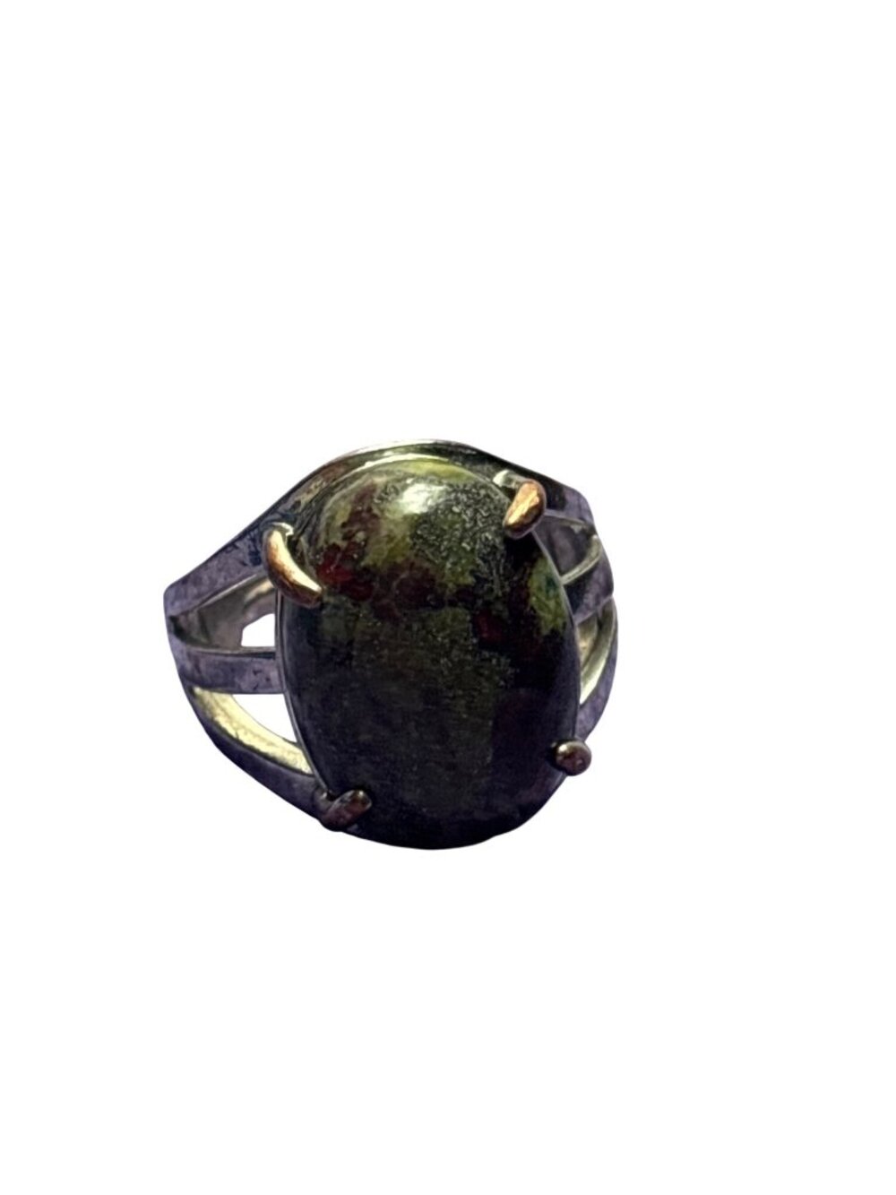 Vtg Unakite Stone Ring Adjustable A lot of Metal Wear, Copper Showing Through